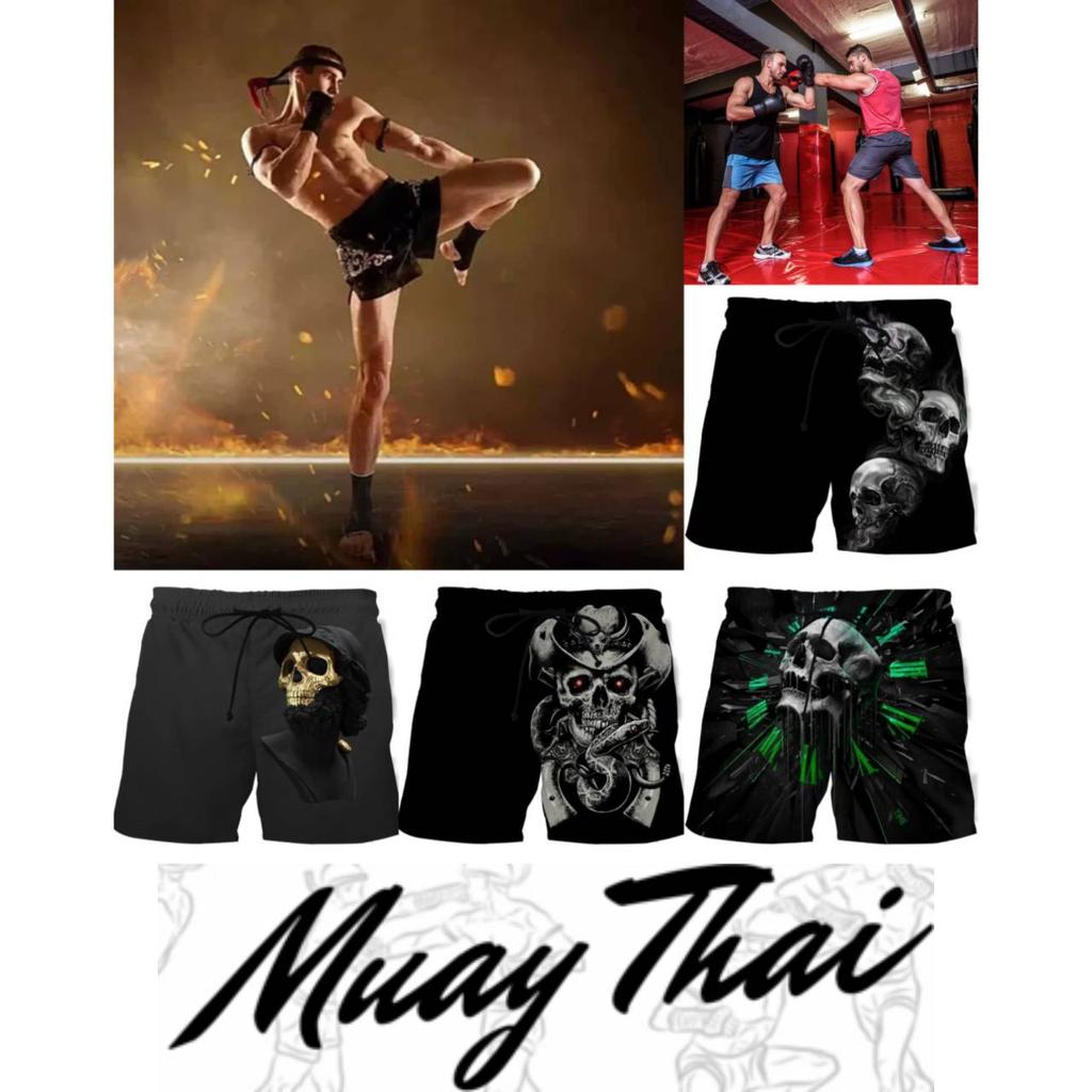 Dark Skull Ghost Horror Skeleton Boxing Shorts Pants 3D Print Fighting Training Unisex Men Women Quick Dry Fitness Gym Sport Workout Casual Streetwear
