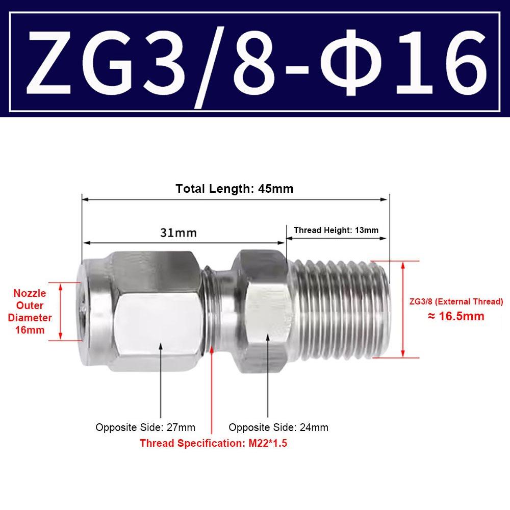 1Pcs Stainless Steel Quick Fitting 304 SS Metric ZG Pipe Fitting Tube Connector for Oil Water Gas