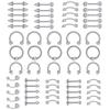 60PCS Body Piercing Jewelry Piercing Kit Stainless Steel Belly Button Rings Tongue Tragus Cartilage Eyebrow Nose Ring Lip Piercings Body Jewelry