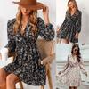 2023 Trendy European and American Autumn Print Long-Sleeve Dress