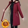 Thick Velvet Warm Parkas Hooded Windproof Winter Jacket Women Cotton-padded Coat Female Wool Liner Overcoat