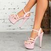 Women's Shoes Spring Clear Heels Sexy Sandals Slipper Girls Shoe for Party Club 14cm Heel 4cm Platform LFD-B3488