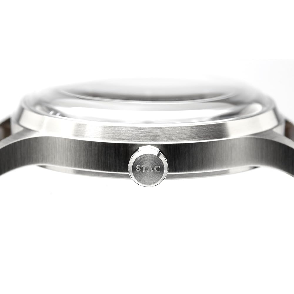 The STAC Made In Japan Domestic Watch 36mm Classic Retro Unisex White Brown Leather [The Stack] Men's Women's ST-AR002