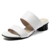 Fashion Casual Women's Slippers Summer Mules Shoes Square Low Heel White Sandals Female Flip Flop Outdoor Slides Shoes Large Size 48