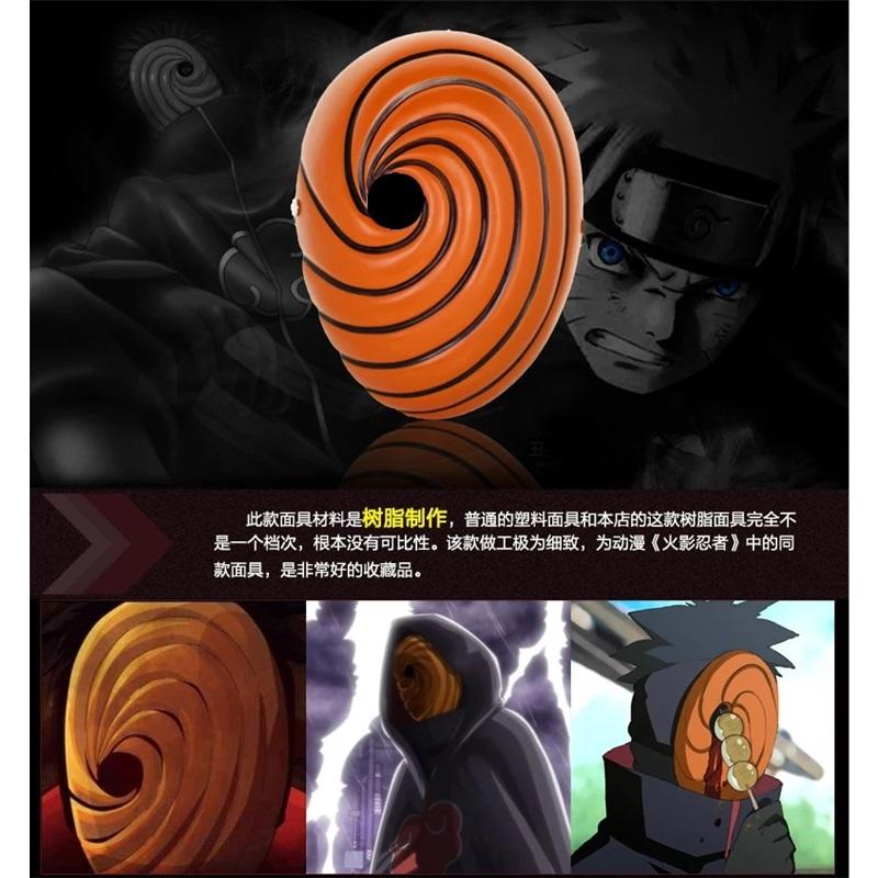 Japan Anime Cartoons Unisex Tobi Obito Akatsuki Ninja Madara Masquerade Cosplay Full Face Resin Party Mask Mask