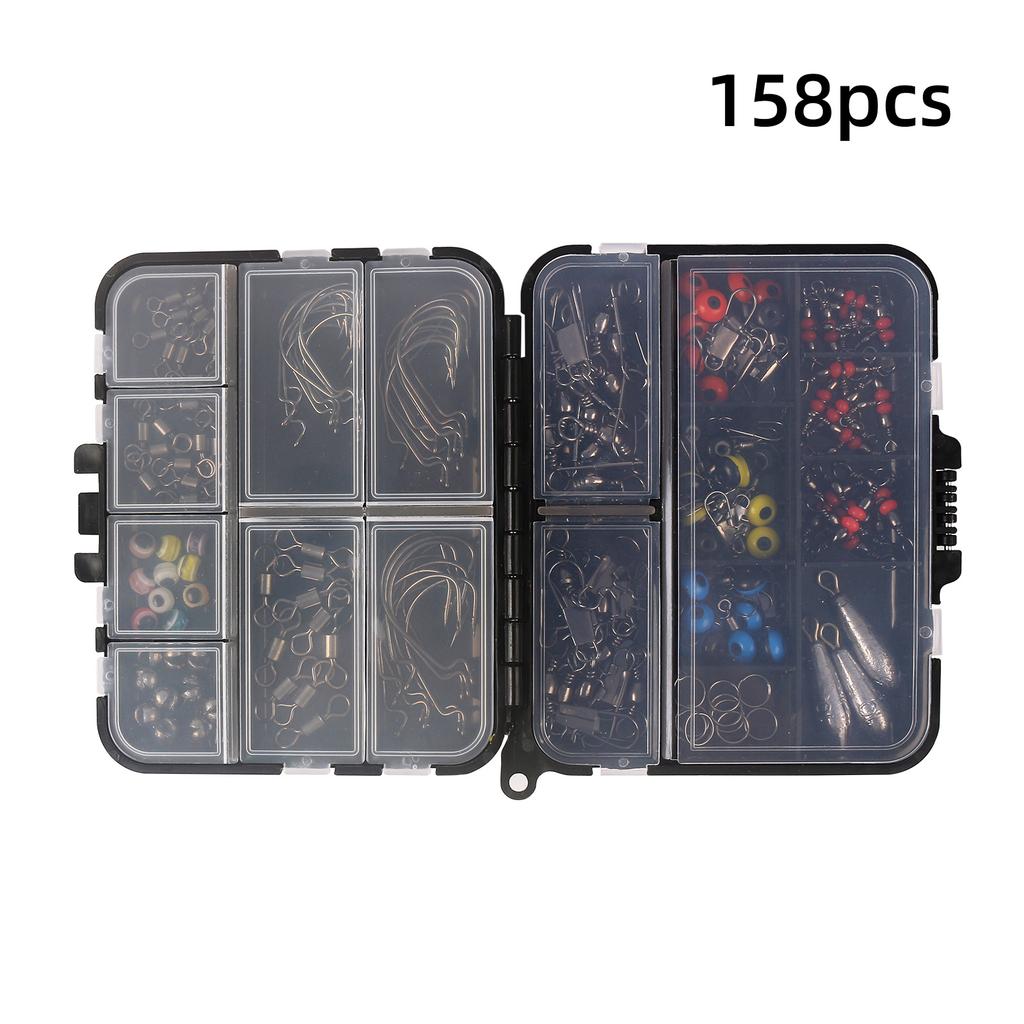 158Pcs Fishing Swivels Kit High Strength Fishing Tackle Box with Barrel Swivels Ball Bearing Swivels for Bass Trout