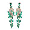 Water Droplet Shaped Retro Long Leaf Tassel Alloy Diamond Inlaid Elegant Temperament Earrings
