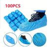 100pcs Disposable Waterproof PE Shoe Covers – Non-Slip, Lightweight Foot Protectors for Indoor Use, Home, Office or Clean Rooms