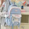 Color Cute Blocked Letter Printed Student Leisure Backpack With Pendant Plush