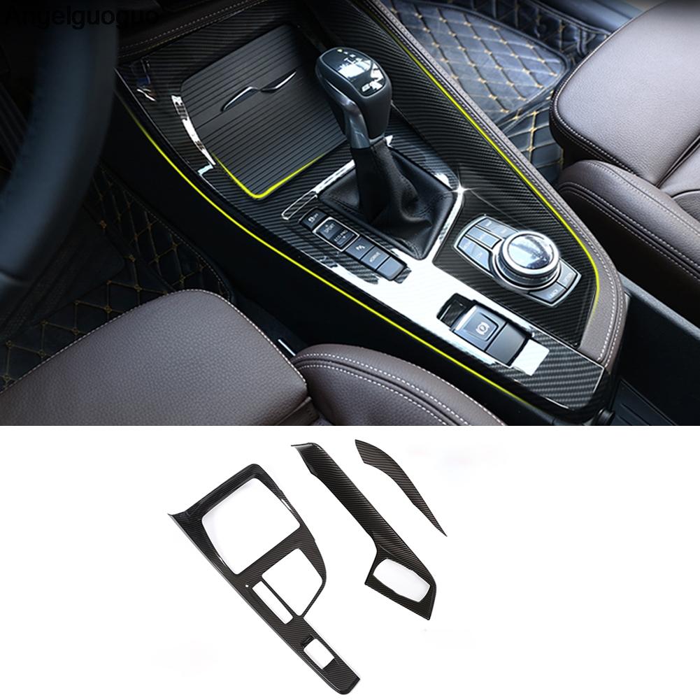 Carbon Fiber ABS Car Center Console Gear Shift Panel Cover Trim Frame For BMW X1 F48 2016-2018 Car Accessories (