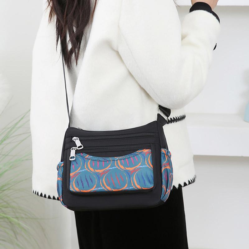 Fashion New Middle-aged Mother Bag Large-capacity Printed Multi-layer Shoulder Bag Lightweight Casual Joker Lady Crossbody Bag