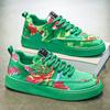 Shoes for Men Canvas Casual Shoes Chinese Style Trend Print Flats Skateboard Shoes Youth Street Cool Lace-up Sneaker