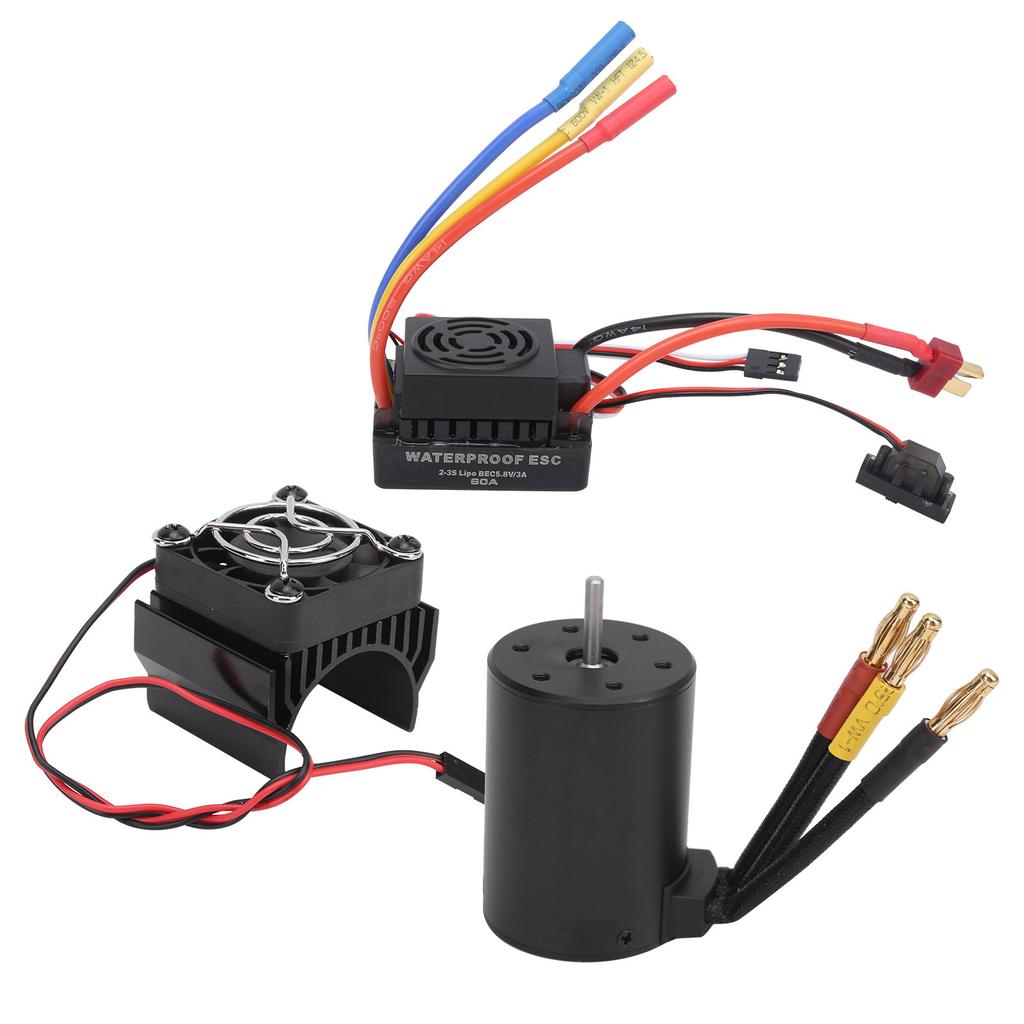 Waterproof 3650 3600KV Brushless Motor 60A Brushless ESC Heatsink Set for 18 110 RC Car