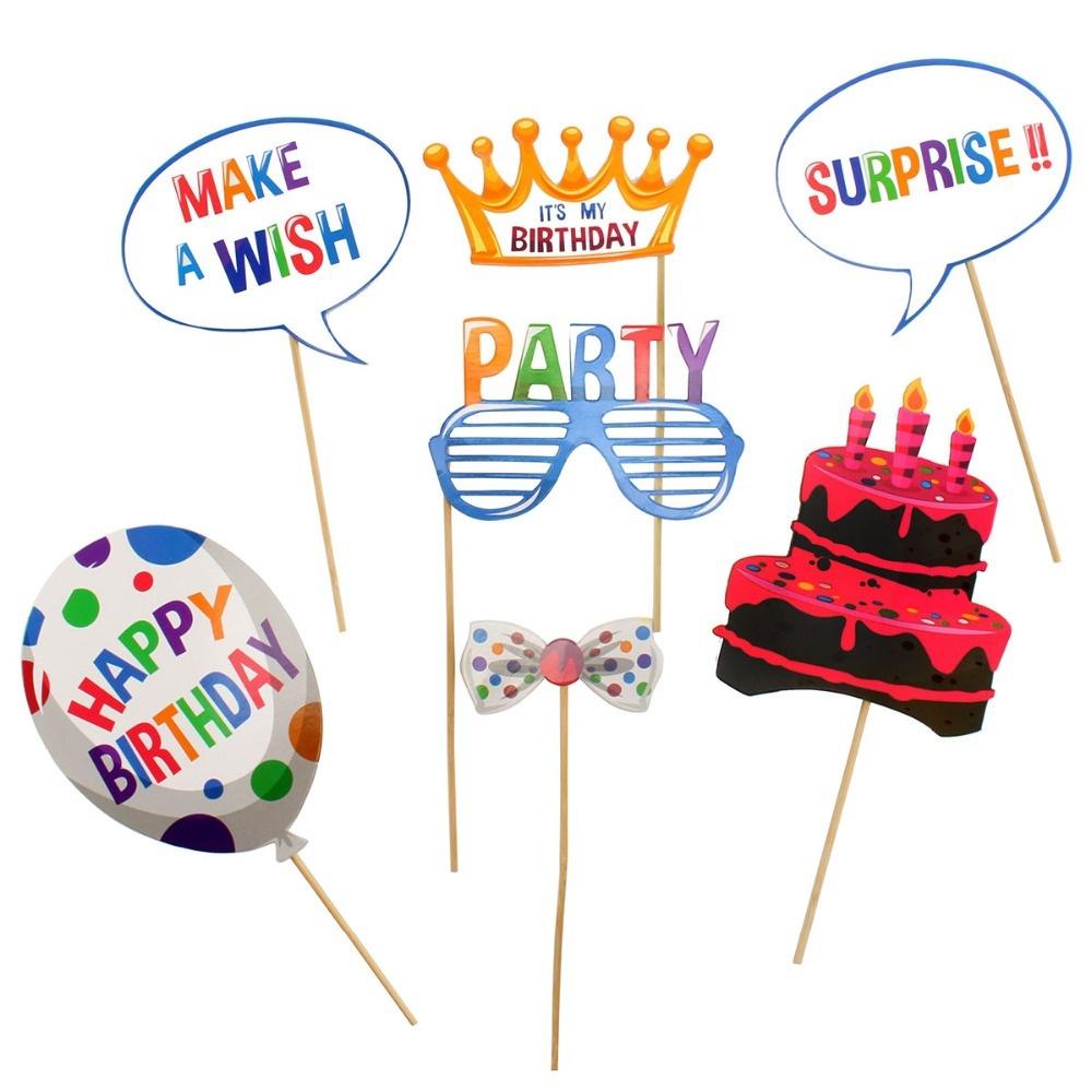 18Pcs/Set Photo Props Kids Happy Birthday Party Decorations Supplies Baby Boy Girl Adult
