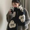 Adorable Puppy Japanese-Style Women's Wool Scarf: 2023 Winter Thick, Warm Knitted Scarf for Students