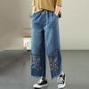 Vintage Loose Embroidery Denim Pants Women High Waist Loose Straight Jeans Female Tassels Casual Trousers 2023 Spring Autumn New