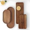 Acacia Wooden Tray Rectangular Dinner Plate Heat Insulation Solid Wood Grain Plate Oval Bread Board Teacup Plate