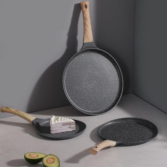 Yousheng Granite Tortilla Pan Non-Stick Frying Pan for Pancakes Dumplings High Temperature Resistant Skillet Flat Pan with Handle