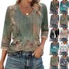 Women's V Neck 3/4 Sleeve Tops Casual T Shirts Basic Summer Tees Loose Fit Fall Pullover Tunic