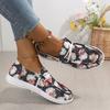 Fashion Christmas Women's Canvas Shoes Spring and Autumn New Casual Daily Ladies Flat Shoes Round Toe Multi-Color Print Lace-up Sneakers