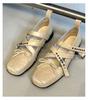 Cowhide Version~ Korean Version of Square Head Pig Nose Ballet Mary Jane Women's Shoes French Light Mouth Bow Single Shoes Women's Thick Heel