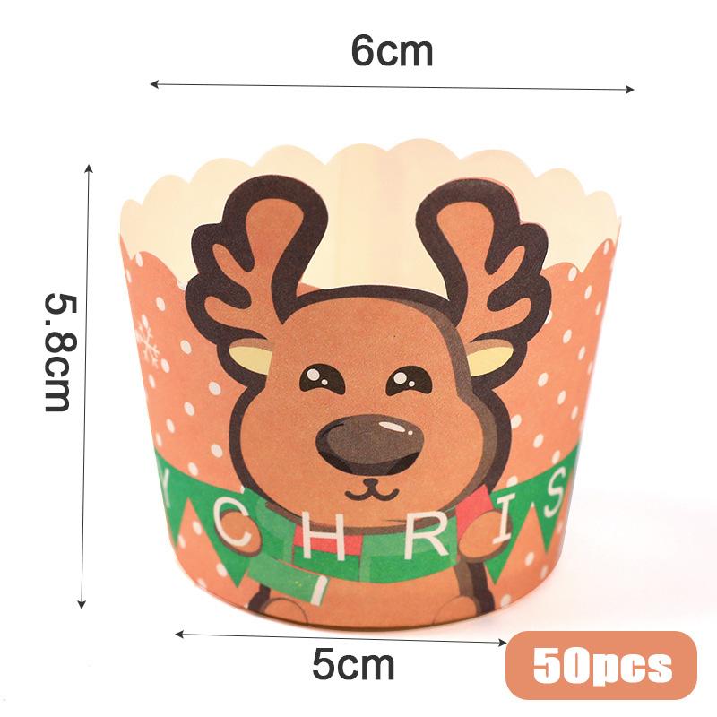 50pcs Christmas Cupcake Linner Oven Air Fryer Muffin Cup Cake Mold Merry Christmas Party Decorations Bakeware