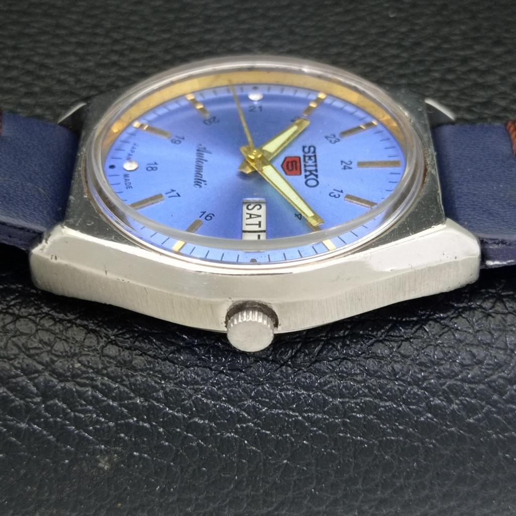 VINTAGE SEIKO 5 AUTOMATIC 6309A JAPAN MENS SKY BLUE COLOR DIAL WATCH A500835-5 R154-a500835