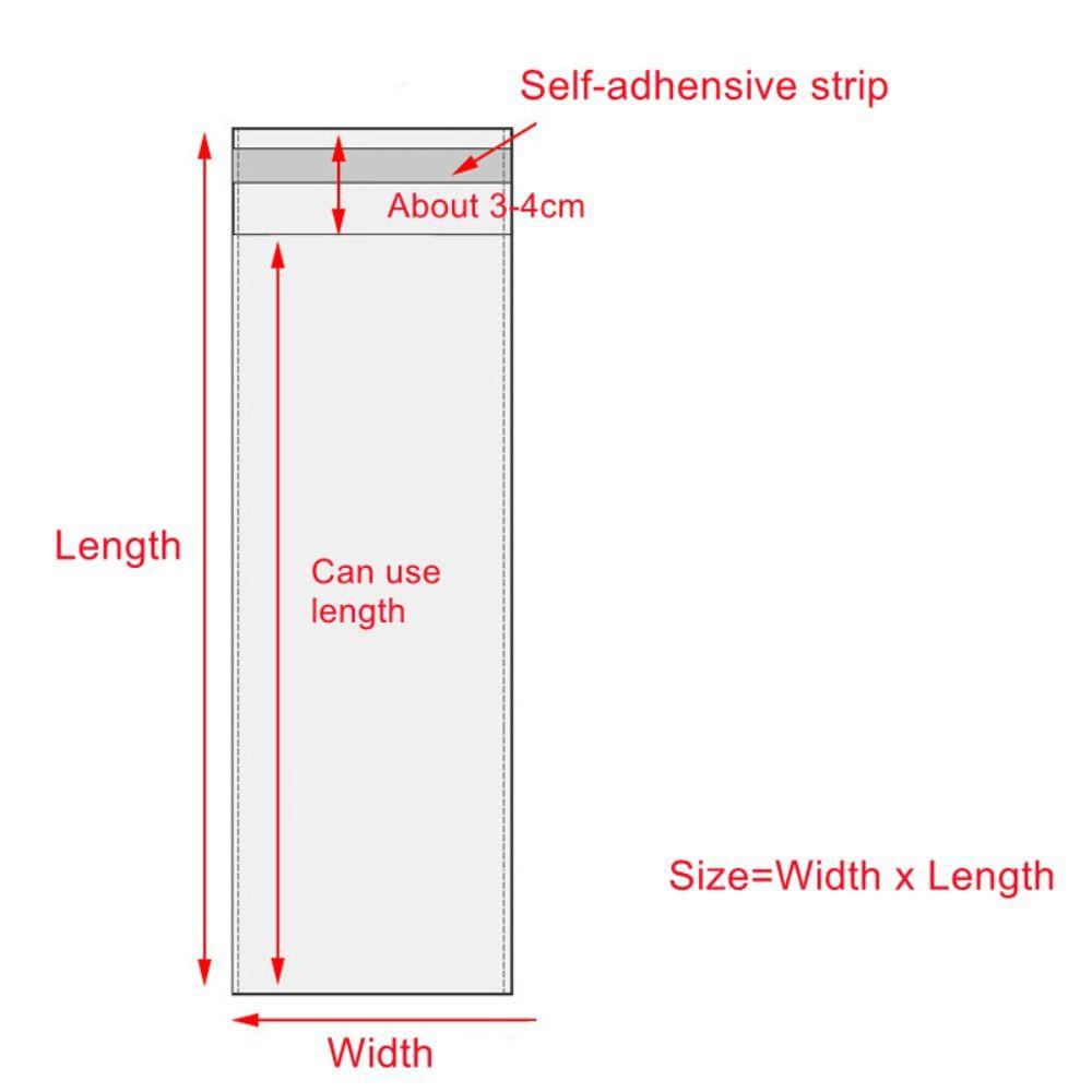 200pcs Transparent Self Adhesive Bag Resealable Long Sealed Pen Jewelry Candy