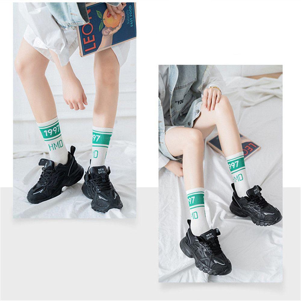 Stockings Women Men Personality Mid Socks Sports Socks Striped Number