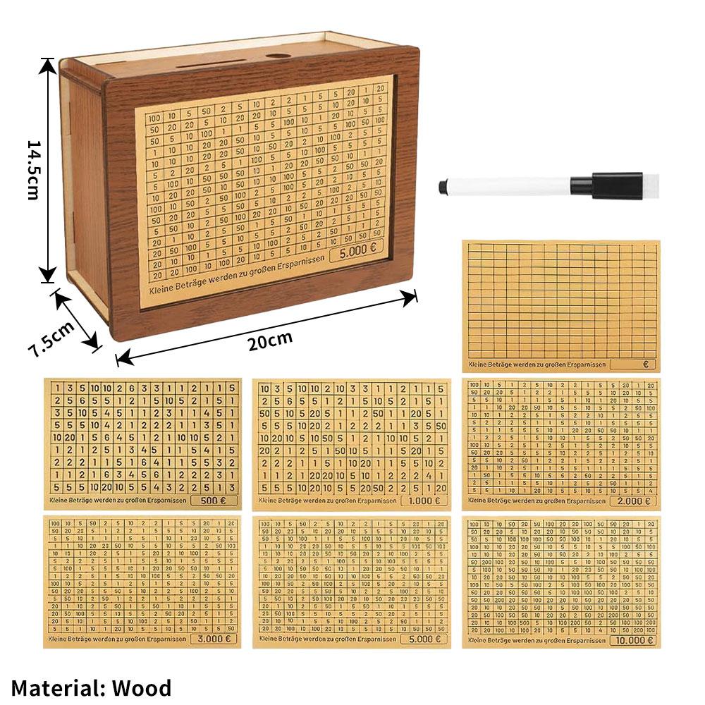 Wooden Money Box with Counter Money Piggy Bank Cash Coin Saving Box