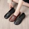 Spring New Round Wear Resistant Leather Casual Single Shoes Flat Mother 'S Shoes Middle -Aged And Elderly Women 'S Shoes