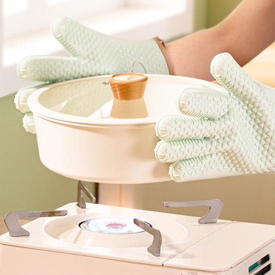 1Pc Baking Glove Ultra-thick Heat-Resistant Reusable Non-slip Texture Easy To Clean Anti-scald Silicone High-Temperature Resistant Oven Baking