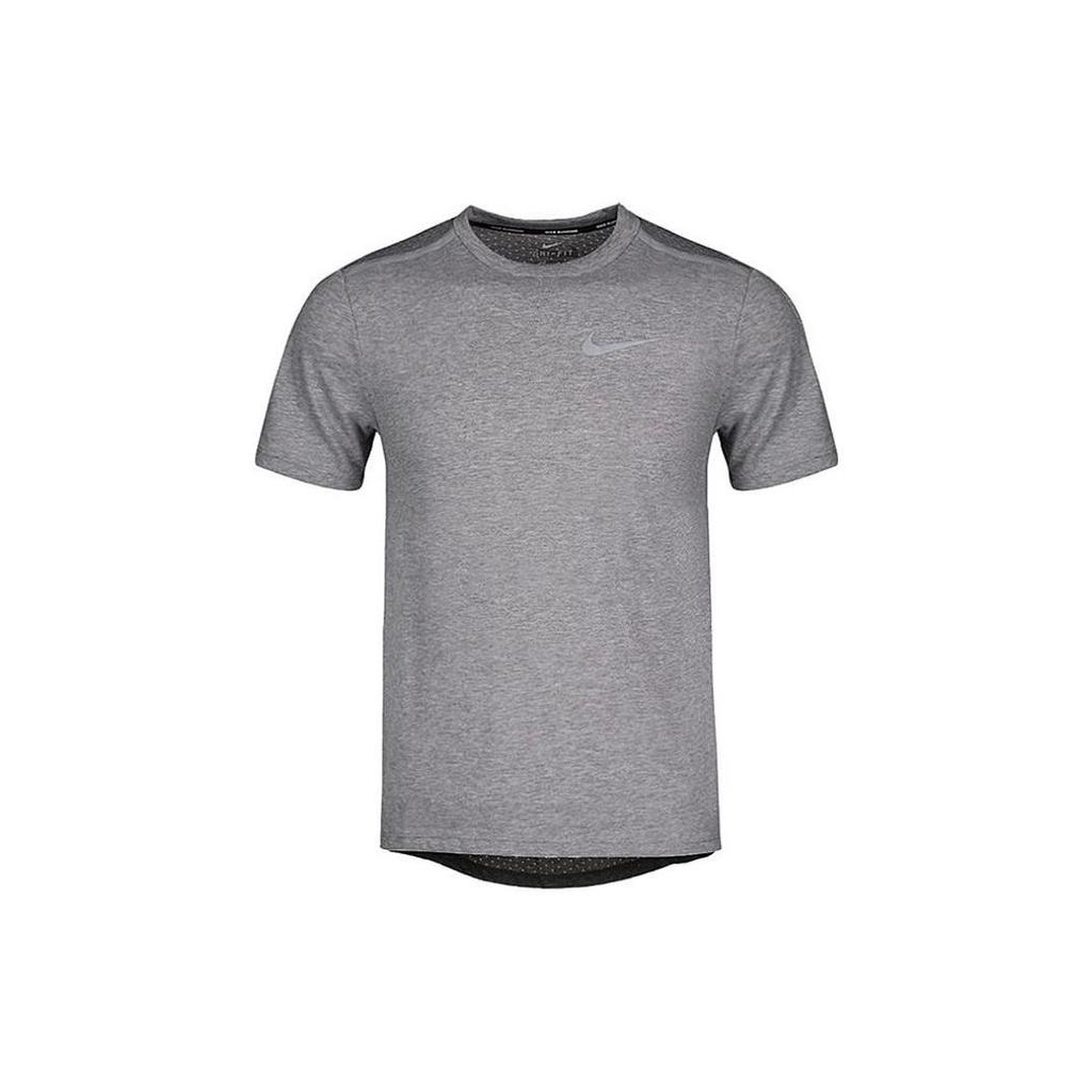 Nike Striped Logo Print Quick-Dry Running Crew Neck T-Shirt Men Tops Gray 892814-036