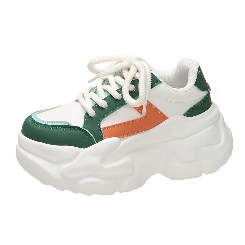 New Fashion High Platform Sneakers Women Spring Autumn Lace Up Comfort Ventilate Wedges Height Increasing Shoes Footwear