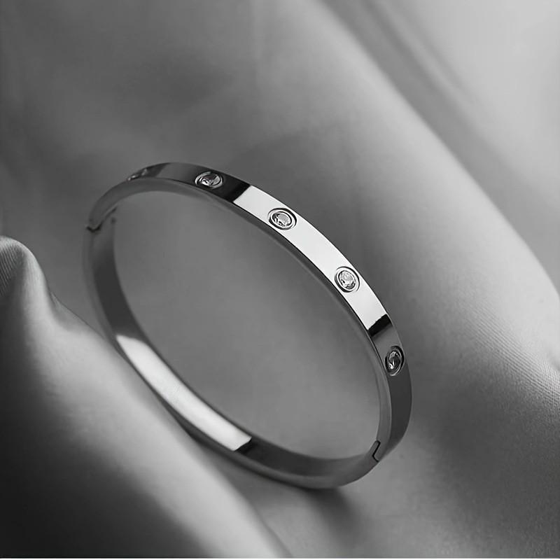 Trendy Ten-Diamond Titanium Steel Bracelet - High-End Starry Sky Design, Versatile Full Diamond Bangle Jewelry for Couples.
