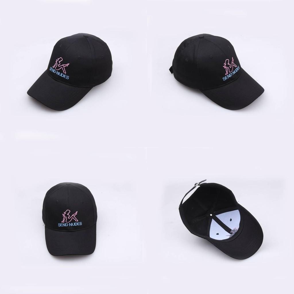 Letter Embroidery Send Nudes Women Pure Cotton Baseball Cap Outdoor Sun Hat