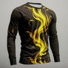 Round Neck 3D Flame Printed Top Fashionable Casual Long Sleeved Men's T-shirts