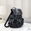 New Black Backpack Halloween Personalized Skull Head Rivet Diamond Inlay European American Leisure Fashion Niche Design Backpack