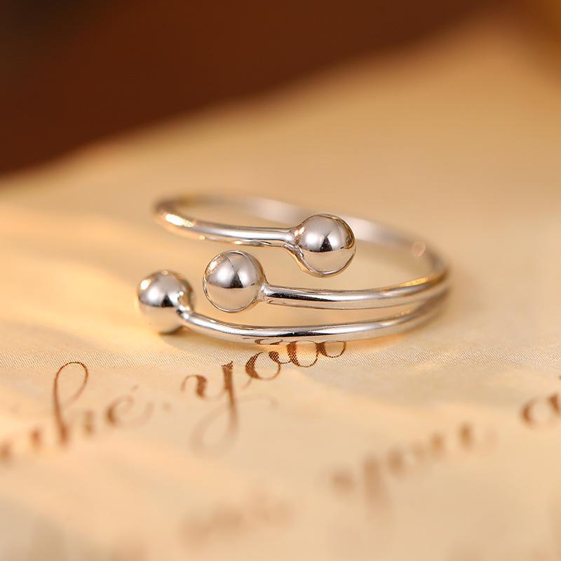 Banyan Tree Silver Bead Adjustable Ring - Women's Cold Style Index Finger Jewelry Trend