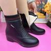 Winter Square Heel Modern Boots Ankle Zip Round Toe Ladies Shoes On Sale High Quality Low Heel Solid Sewing Women's Boots