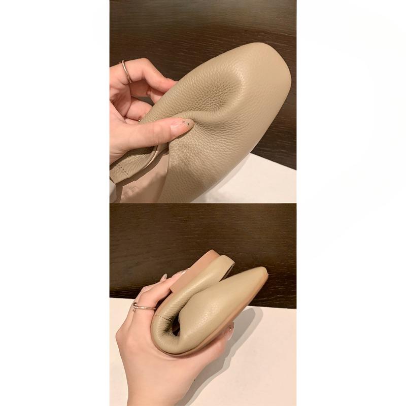 Square-toed Flat Closed-toe Shoes Women's Retro Shoes Flip-flops