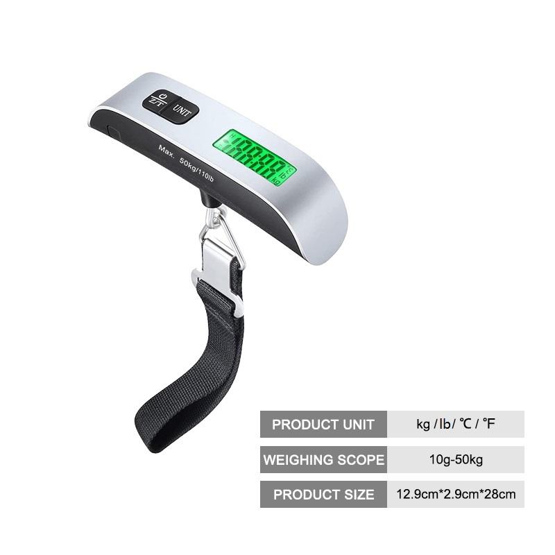 Portable Digital Hanging Scale T-shaped LCD Luggage Suitcase Baggage Weight Balance Travel Electronic Scale with Belt 50kg/110lb