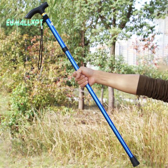 Walking Stick Anti Slip Multifunctional Aluminum Alloy Five-section Telescopic Collapsible Trekking Poles for Outdoor Mountaineering