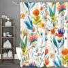 Colorful Flower Shower Curtain, Bathroom Decorative Shower Curtain, Waterproof Shower Curtain with Hooks