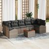 VidaXL 8-Piece Garden Sofa Set with Cushions Grey Poly Rattan Acacia 3347545