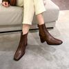 3388-5 Vintage Martin Boots Women'S Thick Heel Autumn New Square Head Rear Zipper Short Boots Women'S Medium Heel Boots