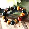 Natural Stone Power Stone Bracelet Tiger Eye for Men and Inner Circumference Women, 12mm, Approx. 16.5cm