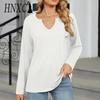 Women's Fashion Casual Autumn Winter Solid Color Print Long Sleeve V Neck Blouses & Shirts