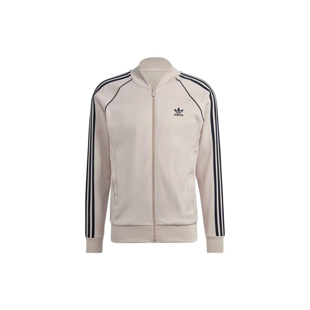 Adidas Originals Trefoil Three-Stripe Colorblock Logo Long Sleeve Jacket Men Outerwear Beige IL2495