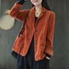 Harajuku Corduroy Jackets Korean Cute Solid Color Long Sleeve Lapel Neck Ngle-breasted Casual Double Pocket Cardigan Coat